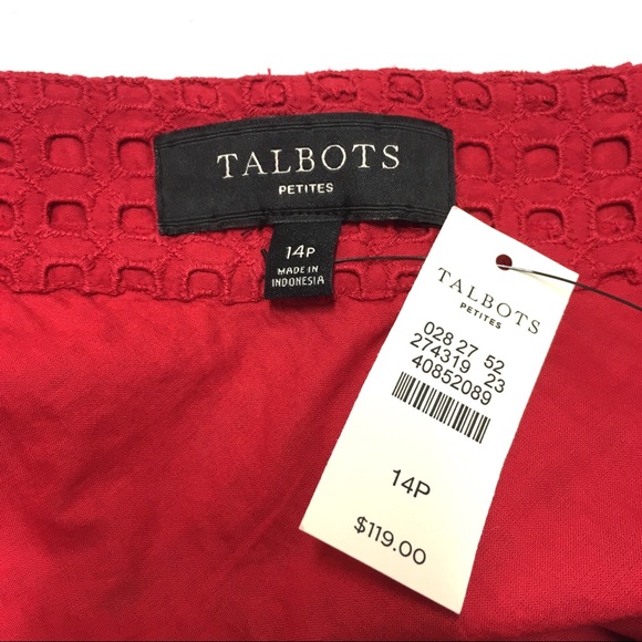 NWT Talbots red eyelet midi circle skirt 14 P - Picture 5 of 6